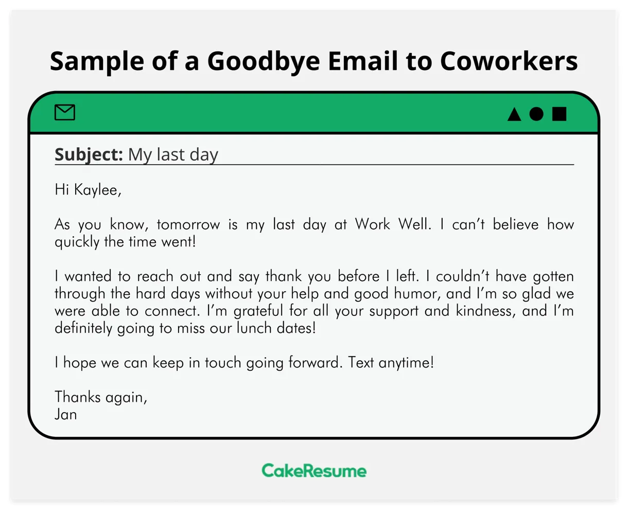Goodbye emails to coworkers how to write & samples cakeresume