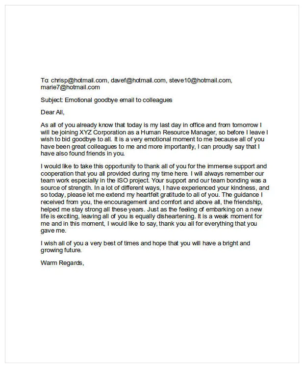 10+ goodbye emails to coworkers examples to download