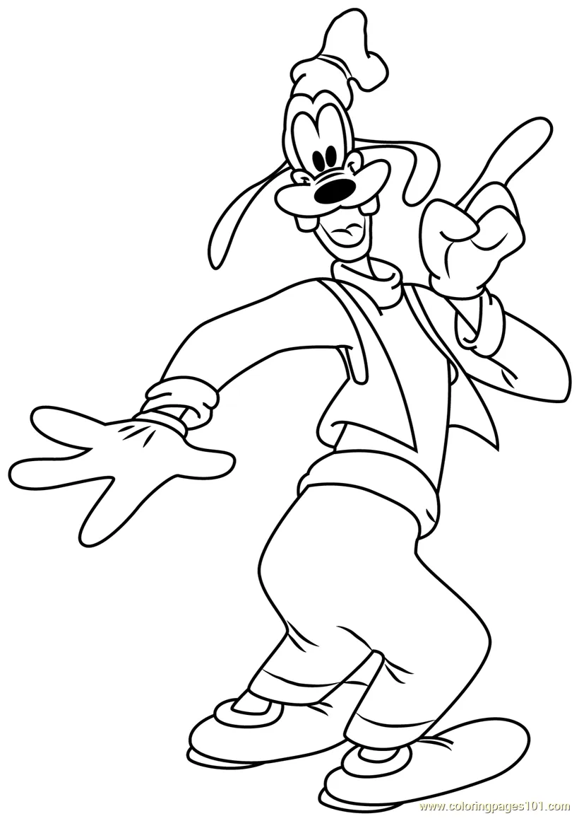 Goofy a Tall Dog Coloring Page for Kids - Free Goofy Printable Coloring