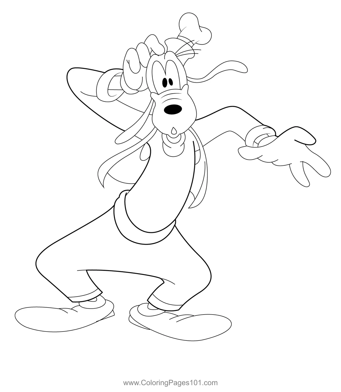 Confused Goofy Coloring Page for Kids - Free Goofy Printable Coloring