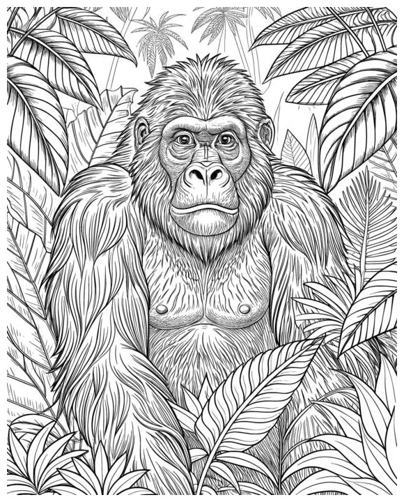 Gorilla coloring page vector art, icons, and graphics for