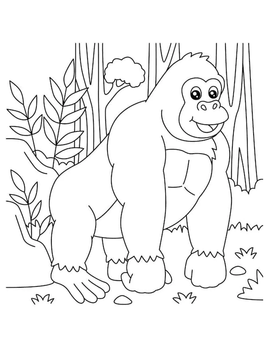 Cartoon gorilla coloring page download, print or color online for free