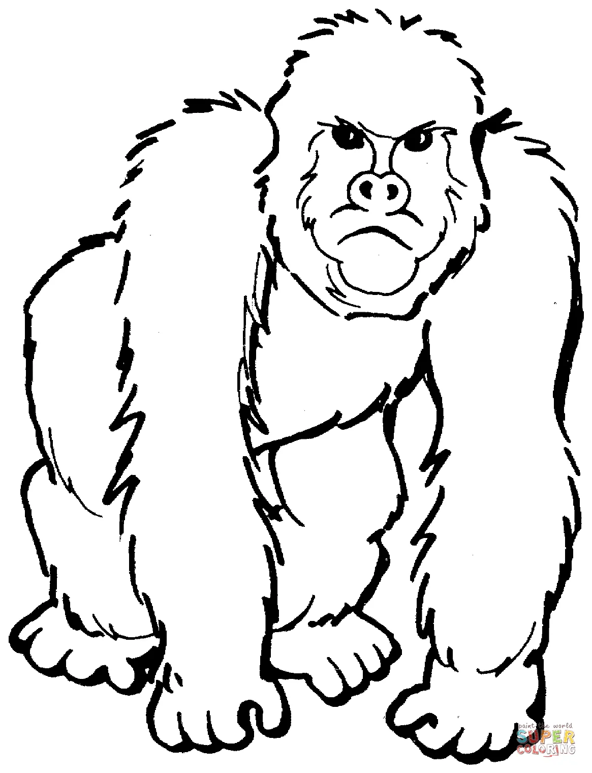 Gorilla coloring page free printable coloring pages
