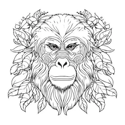 Gorilla coloring page vector art, icons, and graphics for