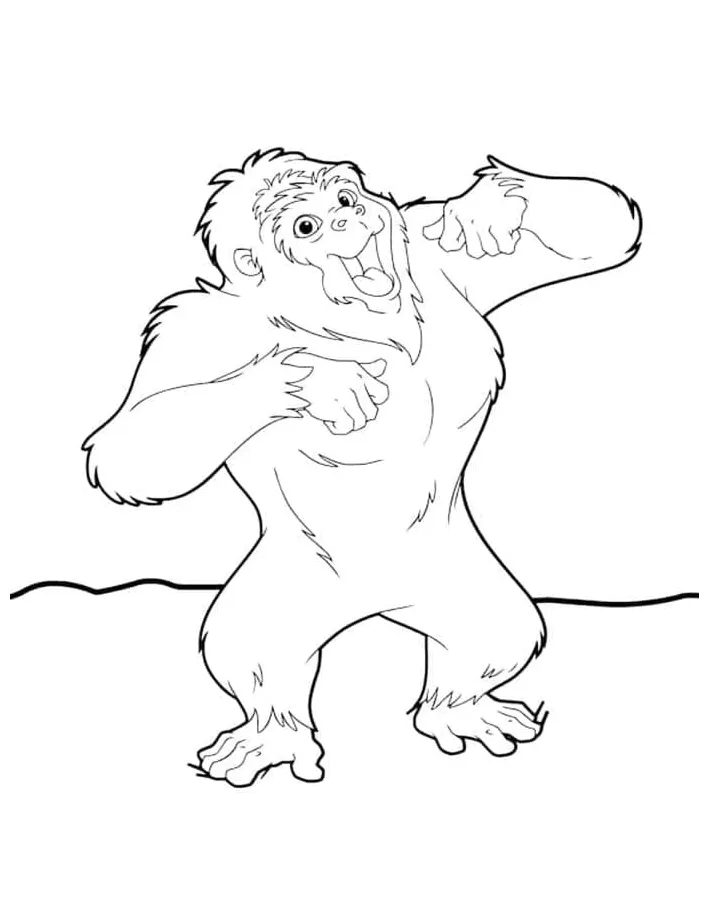 Happy gorilla coloring page download, print or color online for free