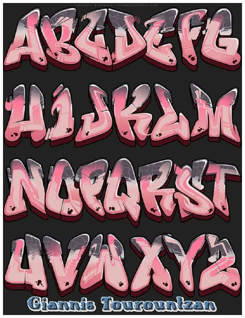 Pink and white graffiti font printable coloring page