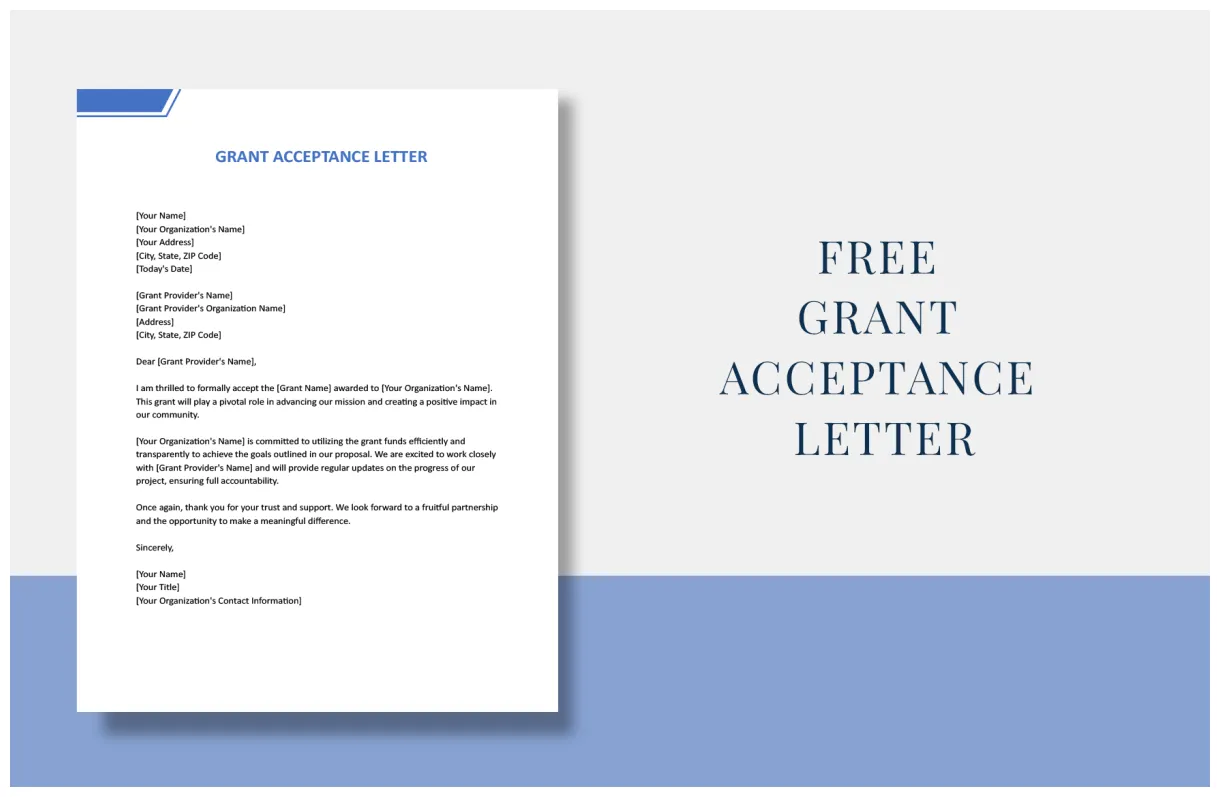 Grant award letter in word, google docs, pages download template