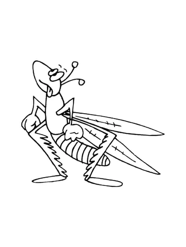 Surprised grasshopper coloring page