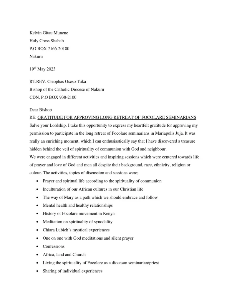 Letter of gratitude pdf