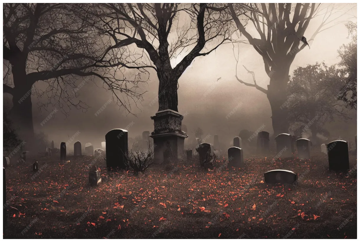 Premium Photo | 3d render of graveyard cemetery in spooky dark night