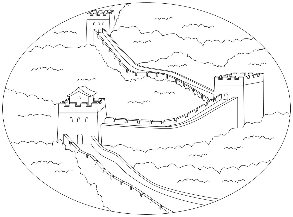 Great wall of china coloring page colouringpages