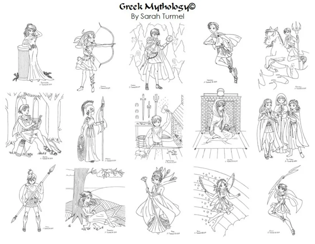 Greek mythology coloring book etsy