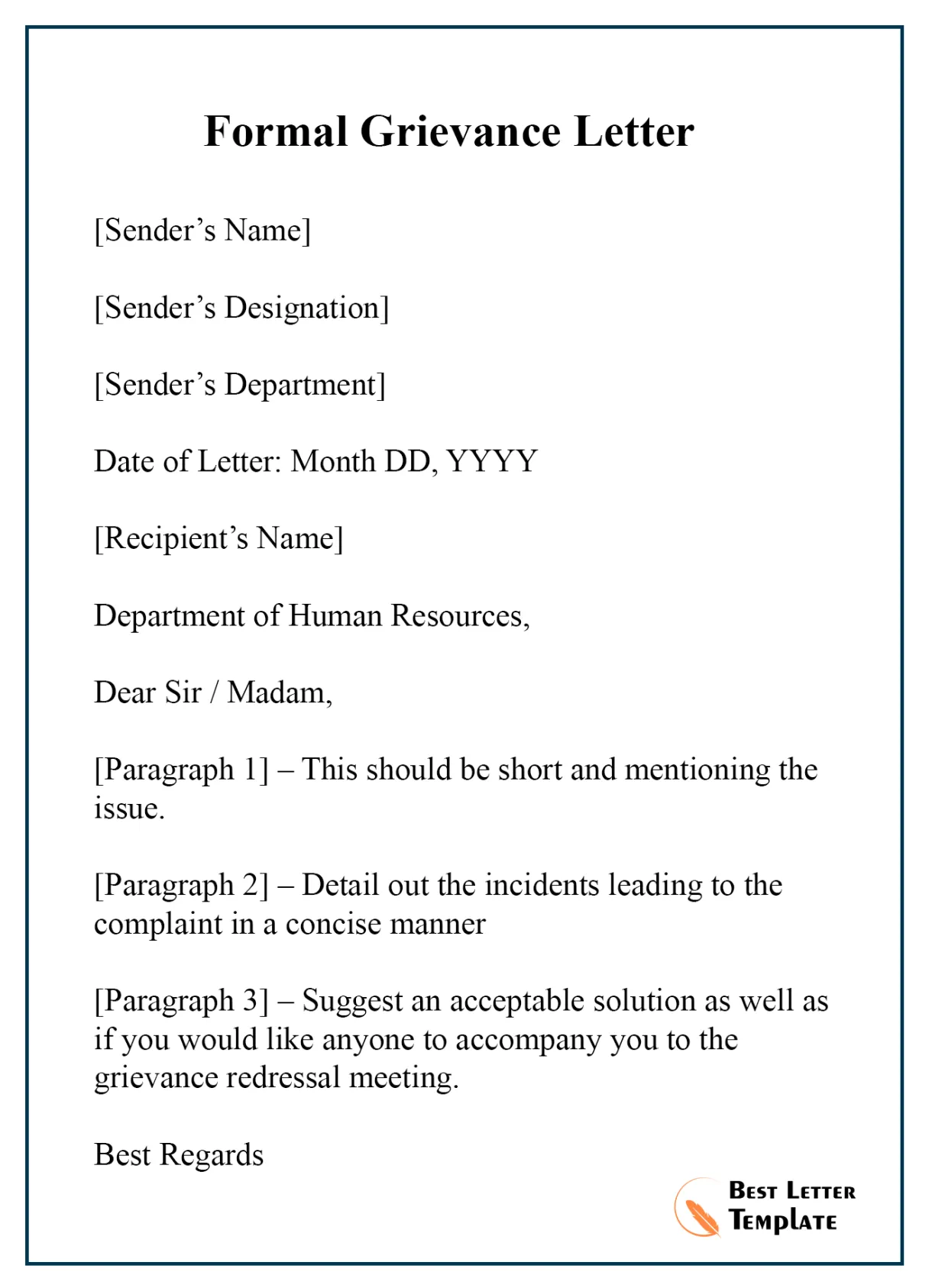 8+ free grievance letter template format, sample & example