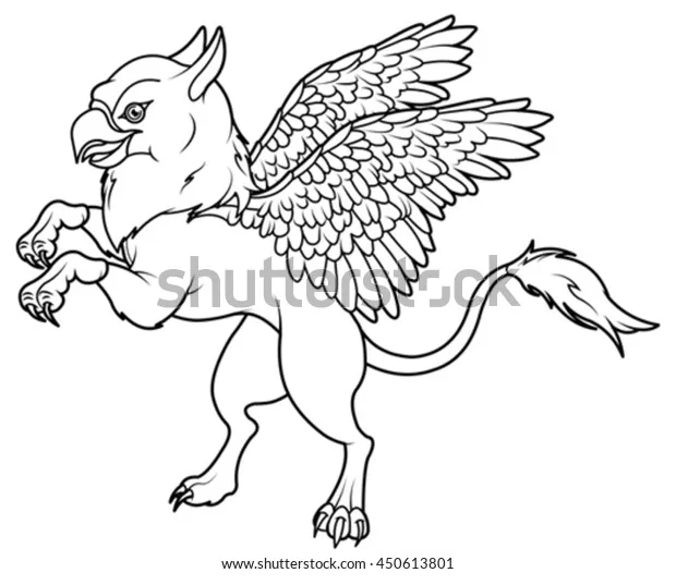 Coloring page magic flying griffin stock vector