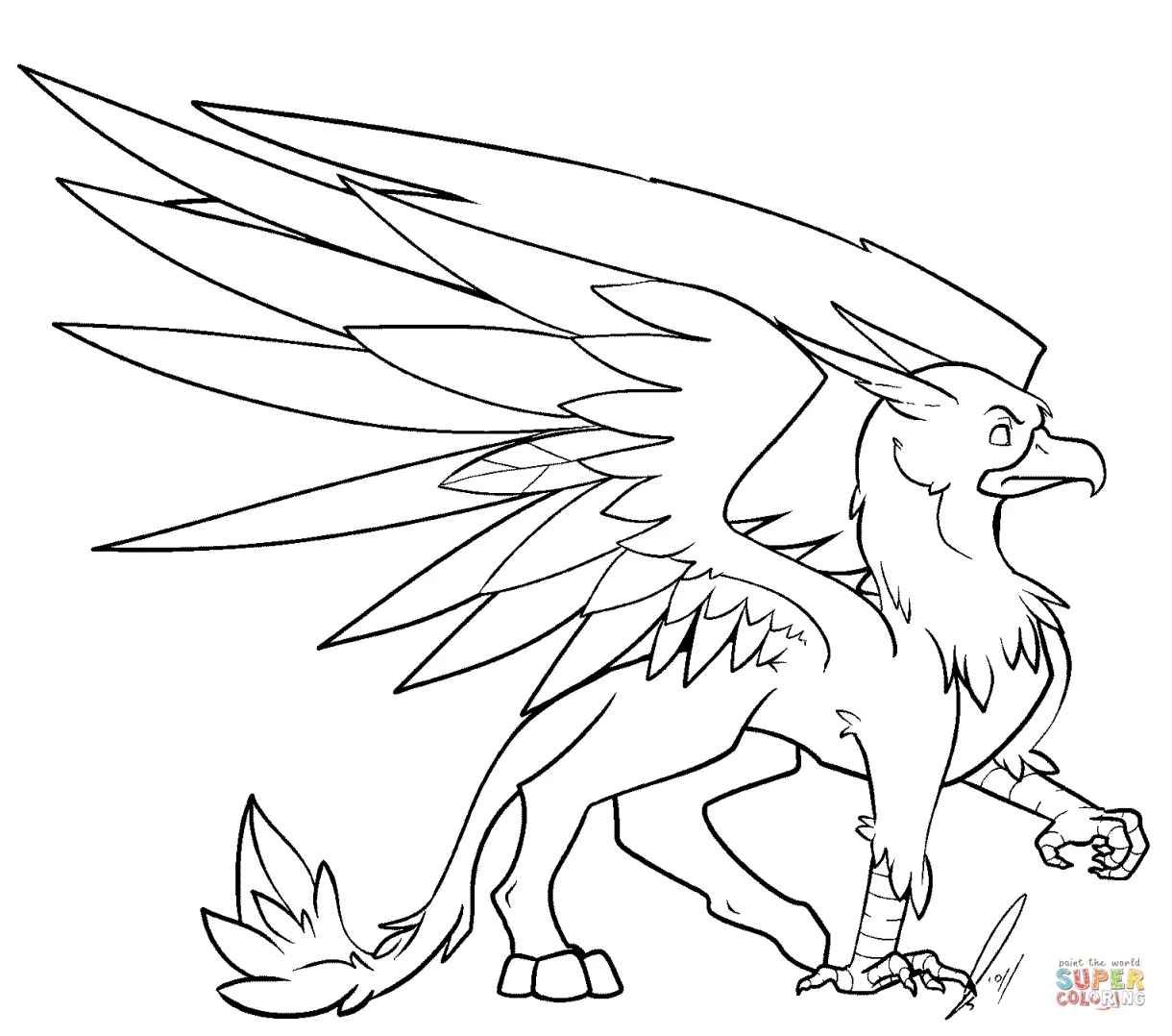 Griffin coloring page free printable coloring pages