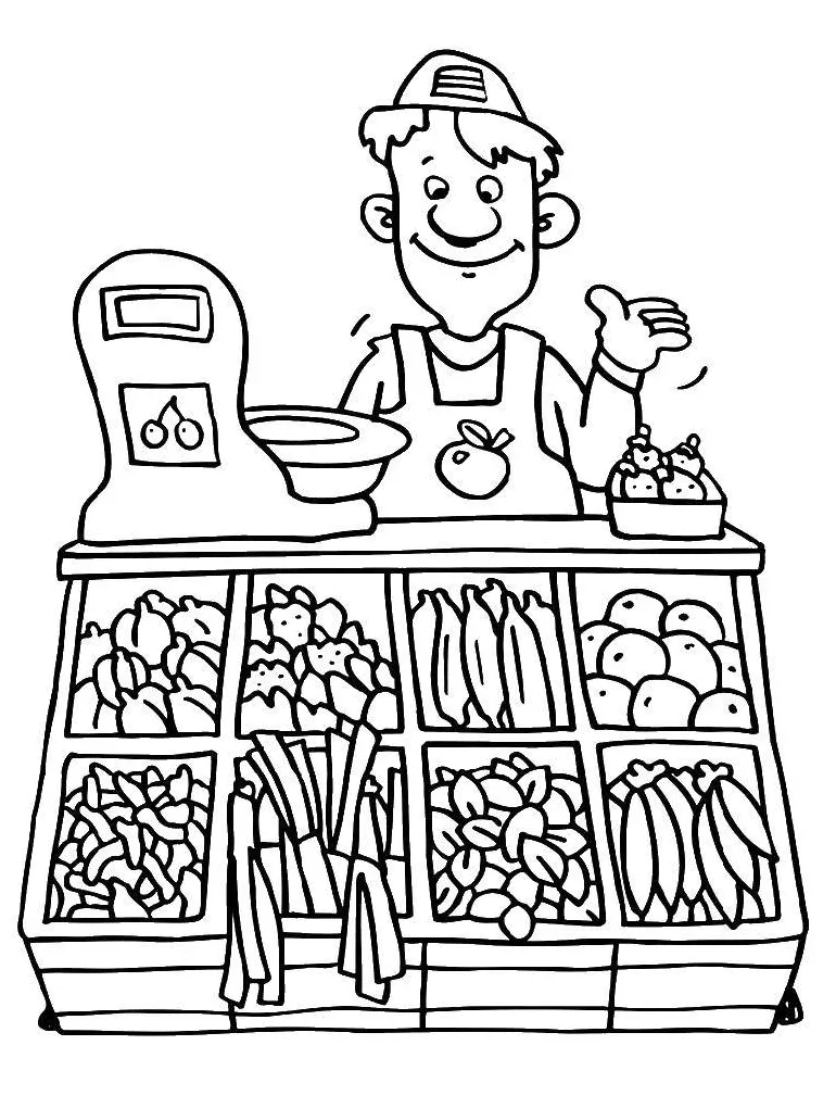 Online coloring pages coloring page grocery store food, download print