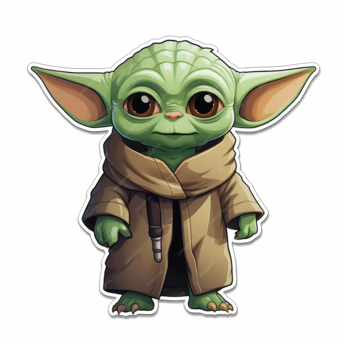 Premium adorable grogu sticker baby yoda's charming body on a
