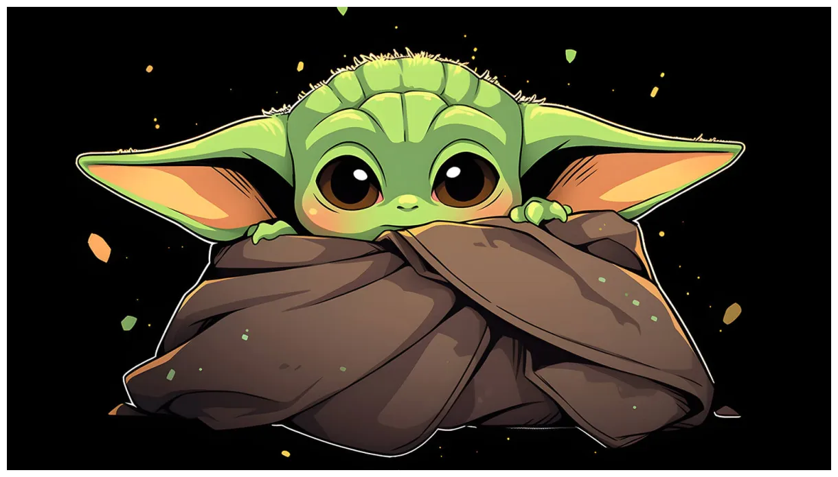 Star Wars Grogu Black Desktop Wallpaper - Baby Yoda Wallpaper 4k