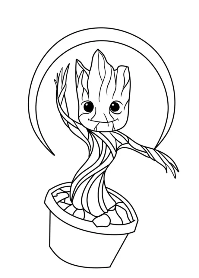 Cute Baby Groot coloring page