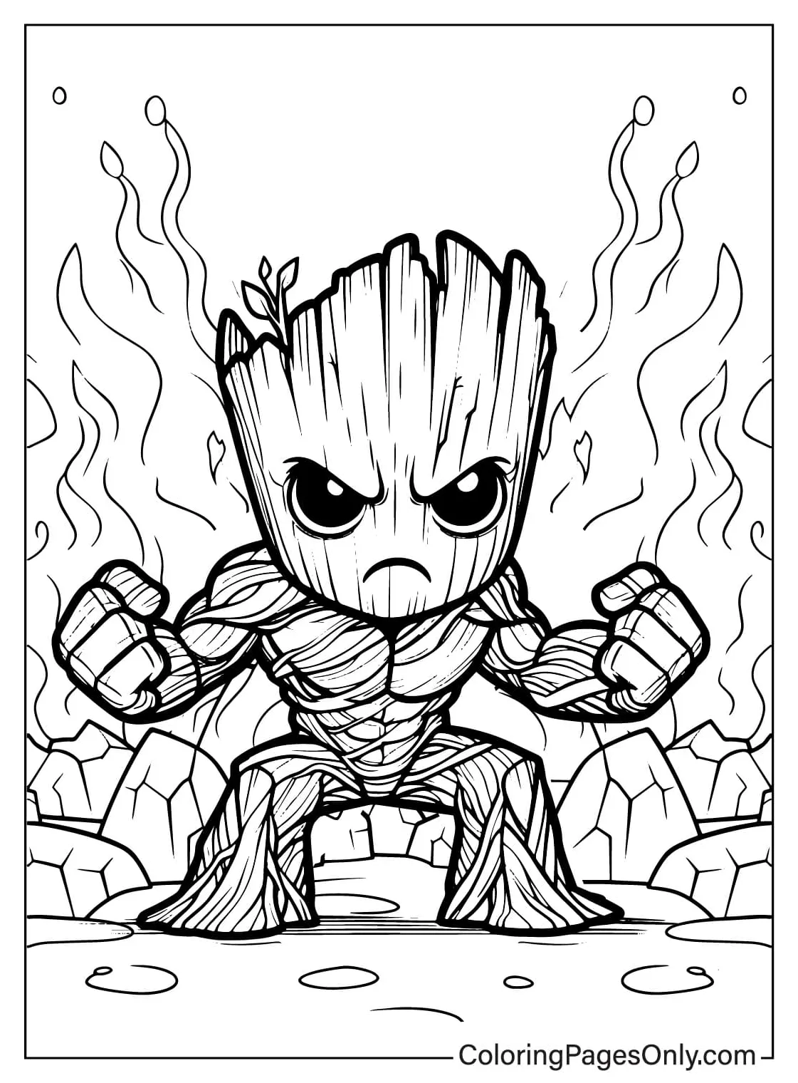 Groot angry coloring page free printable coloring pages