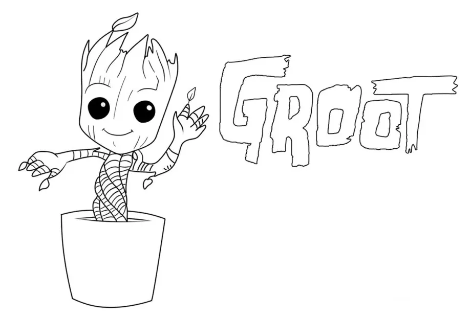 Cute Groot coloring page