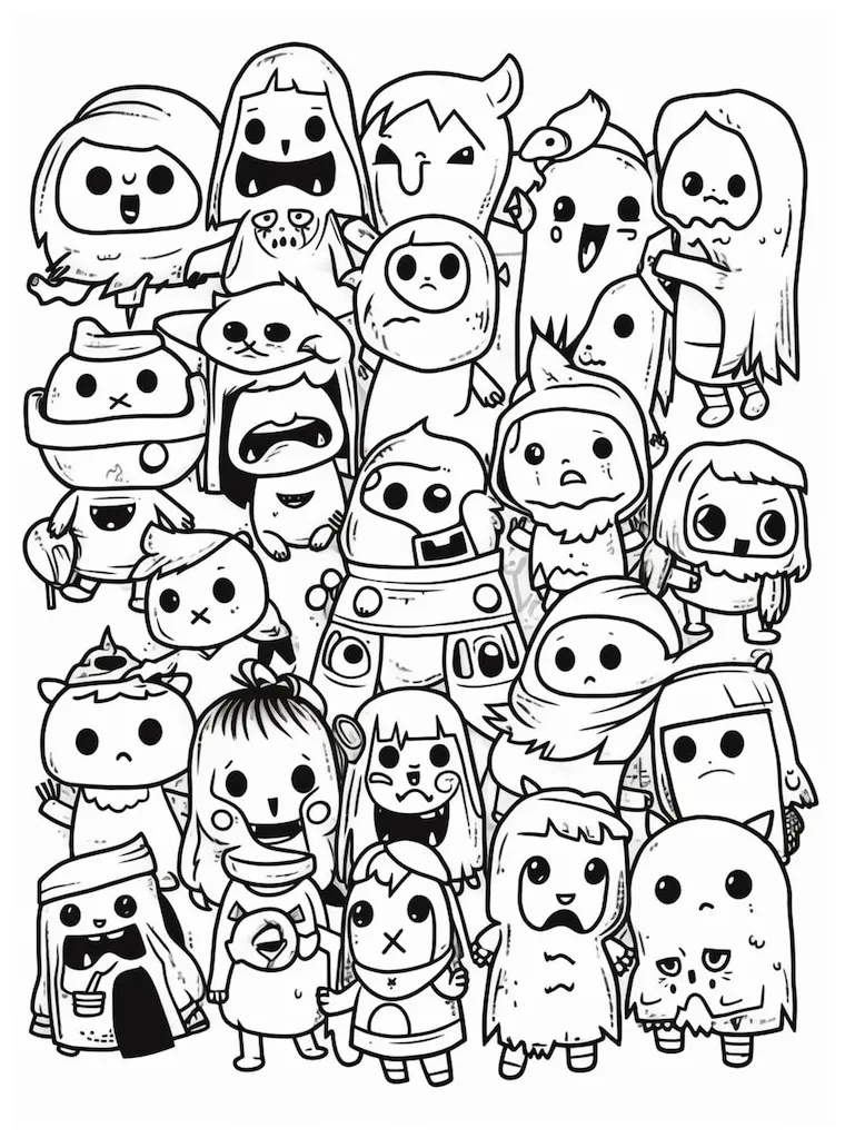 Premium a large group of cartoon characters are grouped