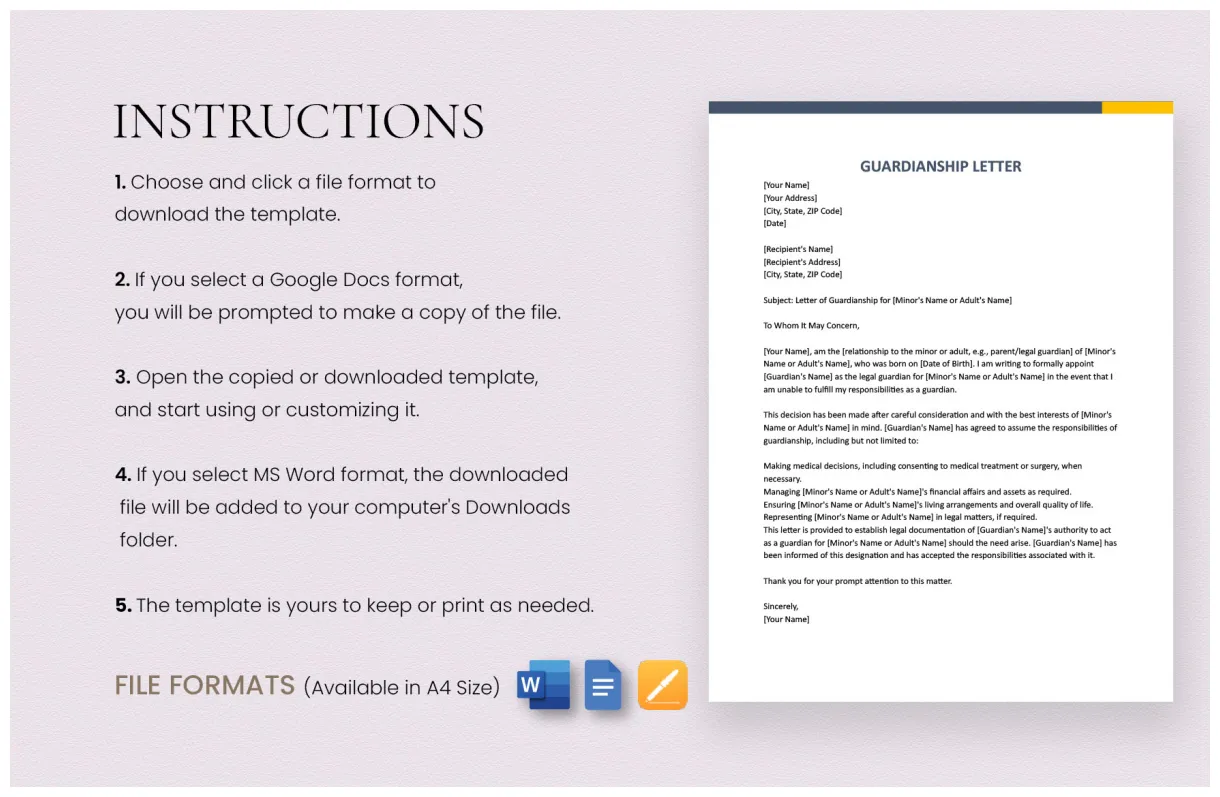 Guardianship Letter in Word, Google Docs - Download | Template.net
