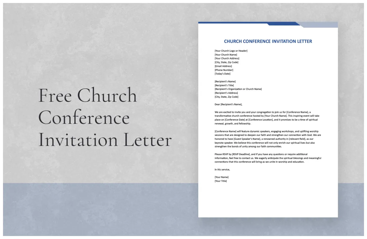 Church invitation letters for guest speaker in pages, word, google docs printable coloring page
