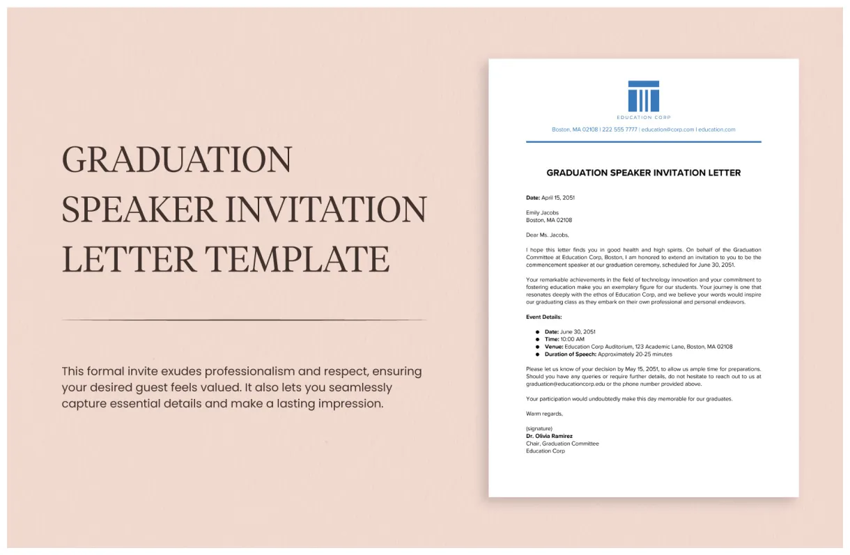 Church invitation letters for guest speaker in pages, word, google docs