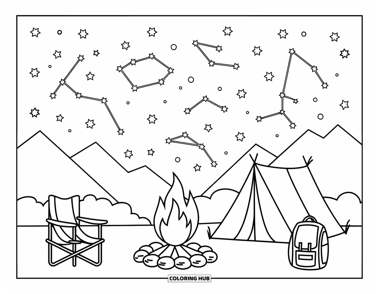 105+ campfire coloring pages for kids & adults free printable pdfs