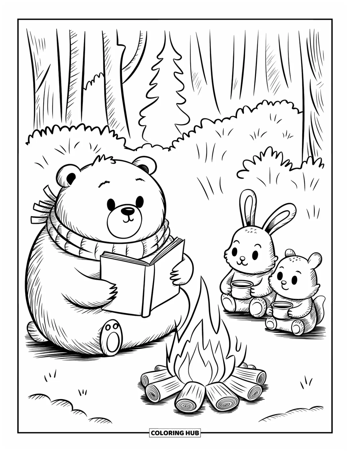 105+ campfire coloring pages for kids & adults free printable pdfs