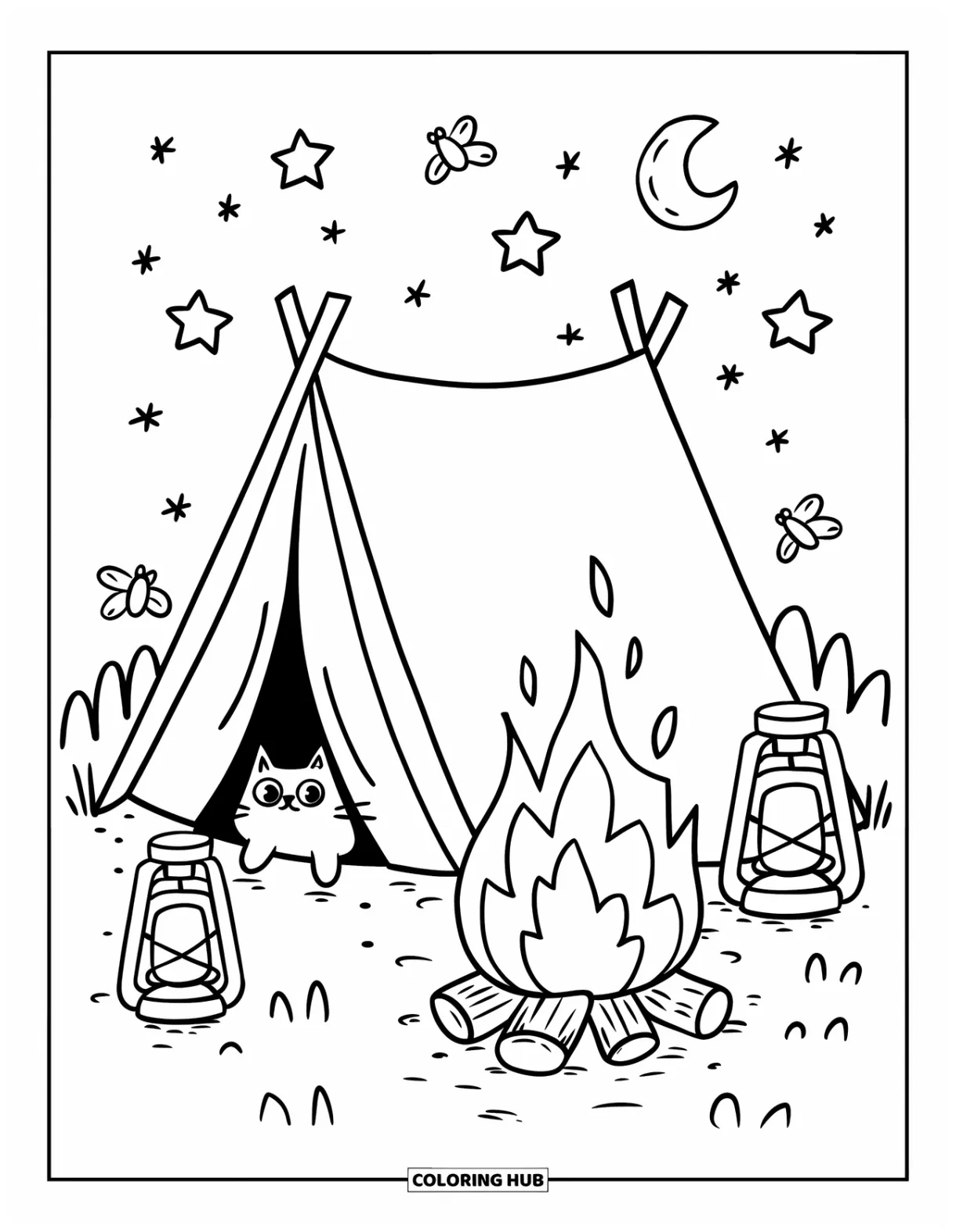 105+ campfire coloring pages for kids & adults free printable pdfs