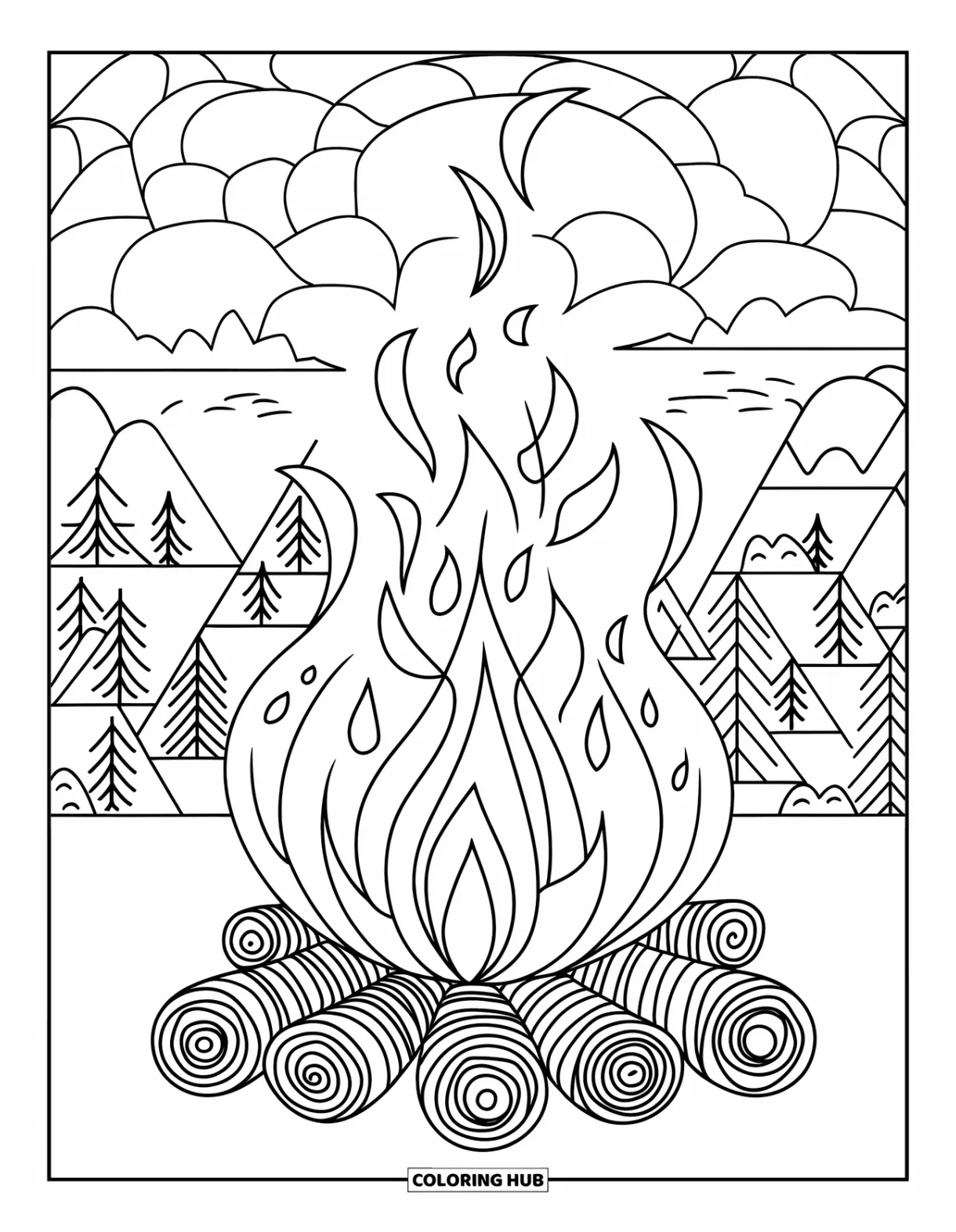 105+ campfire coloring pages for kids & adults free printable pdfs