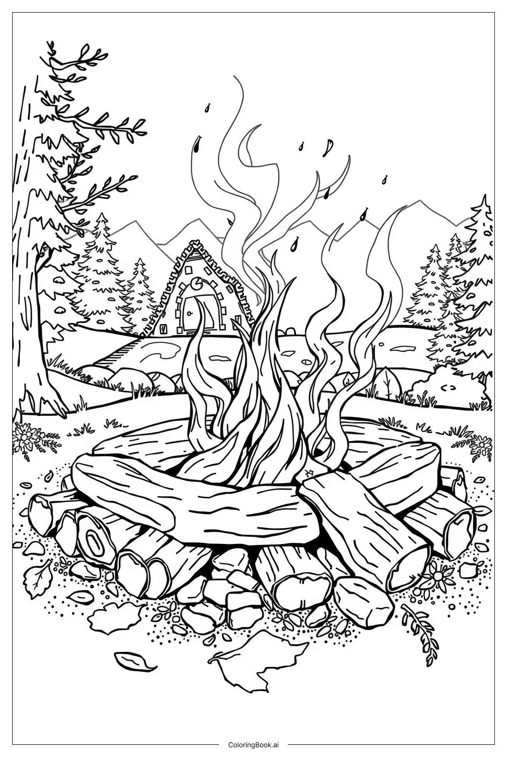 Campfire coloring pages [2025] printable coloring page