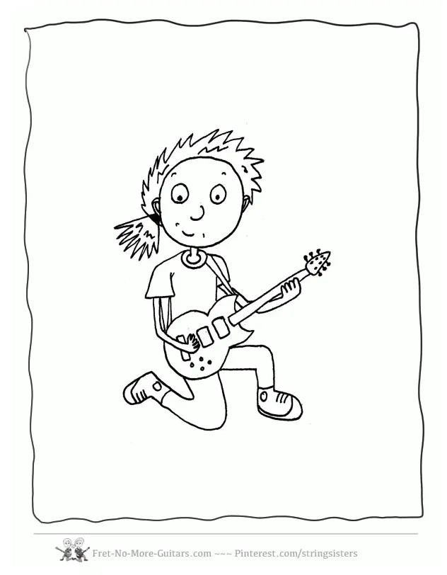 Guitar color pages coloring nation