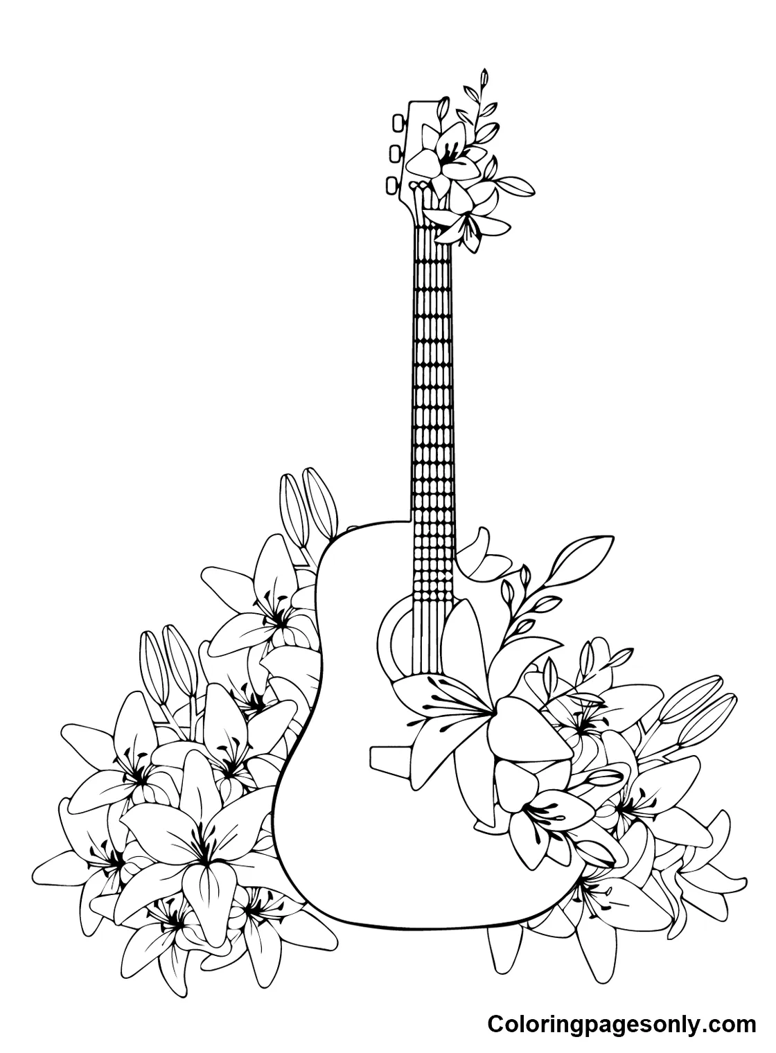 Guitar coloring pages coloring pages for kids and adults