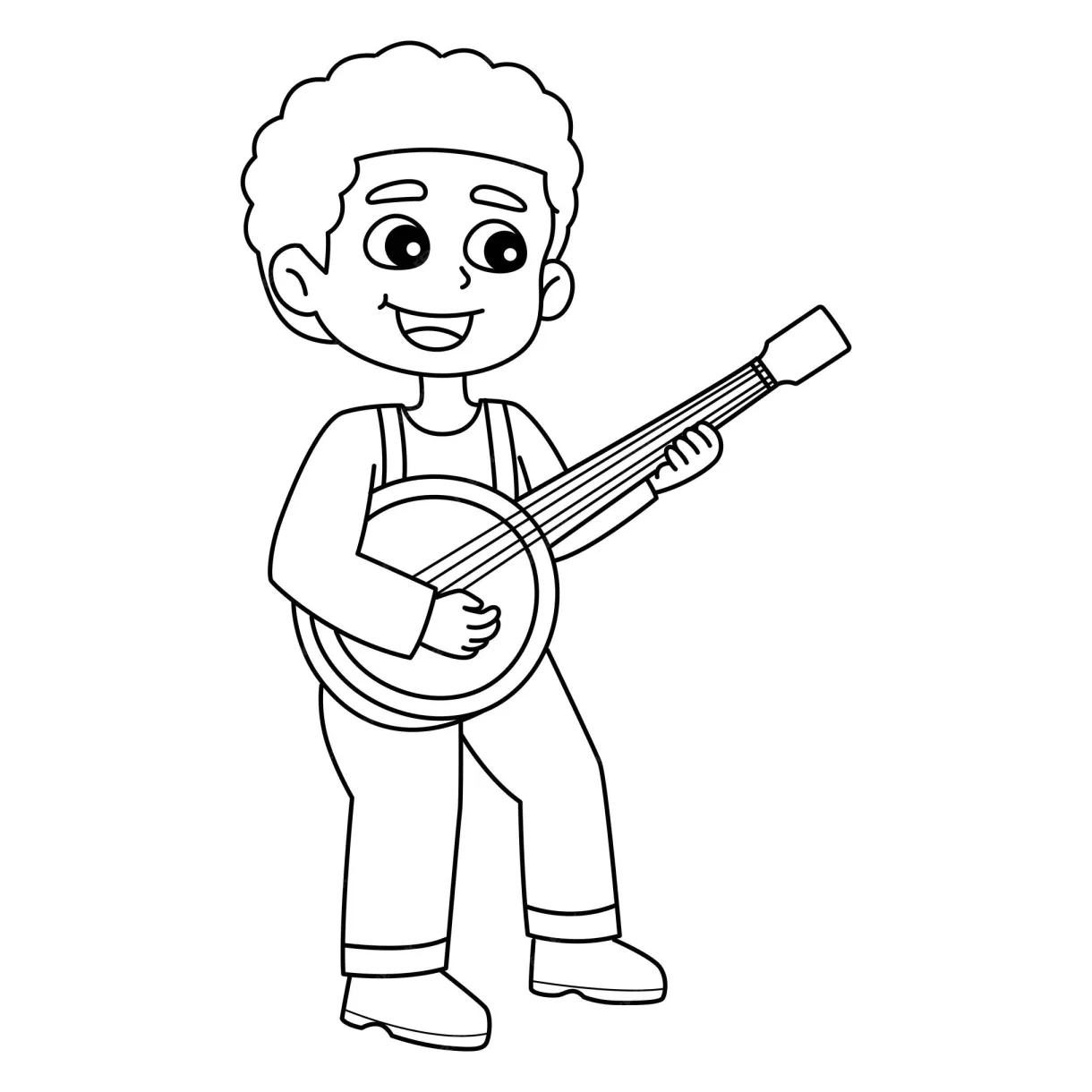 Premium vector man playing guitar isolated coloring page for kids