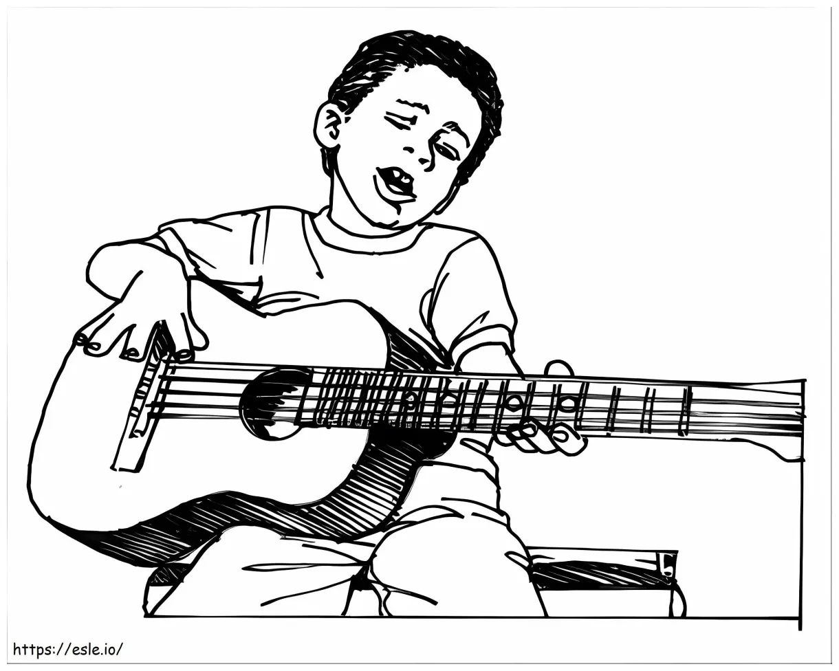 Man playing guitar coloring page