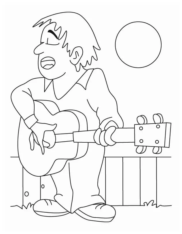 Man playing guitar coloring page download, print or color online for free printable coloring page