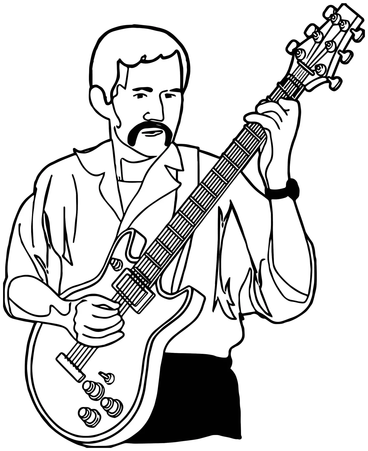 Playing guitar guitarist playing the guitar coloring page