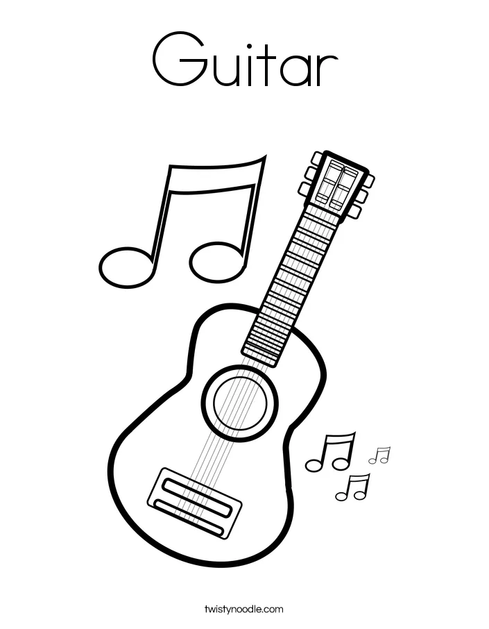 Guitar coloring page twisty noodle