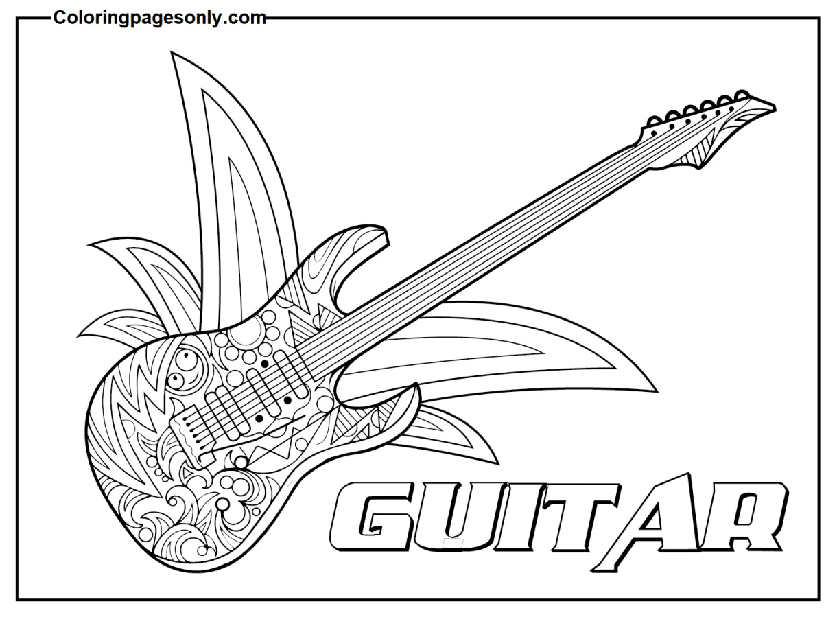 S guitar coloring page free printable coloring pages
