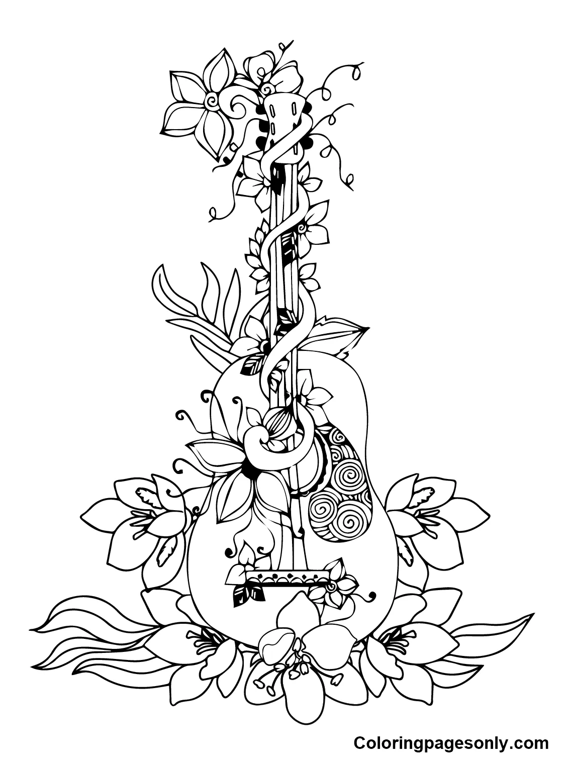 Guitar coloring pages coloring pages for kids and adults