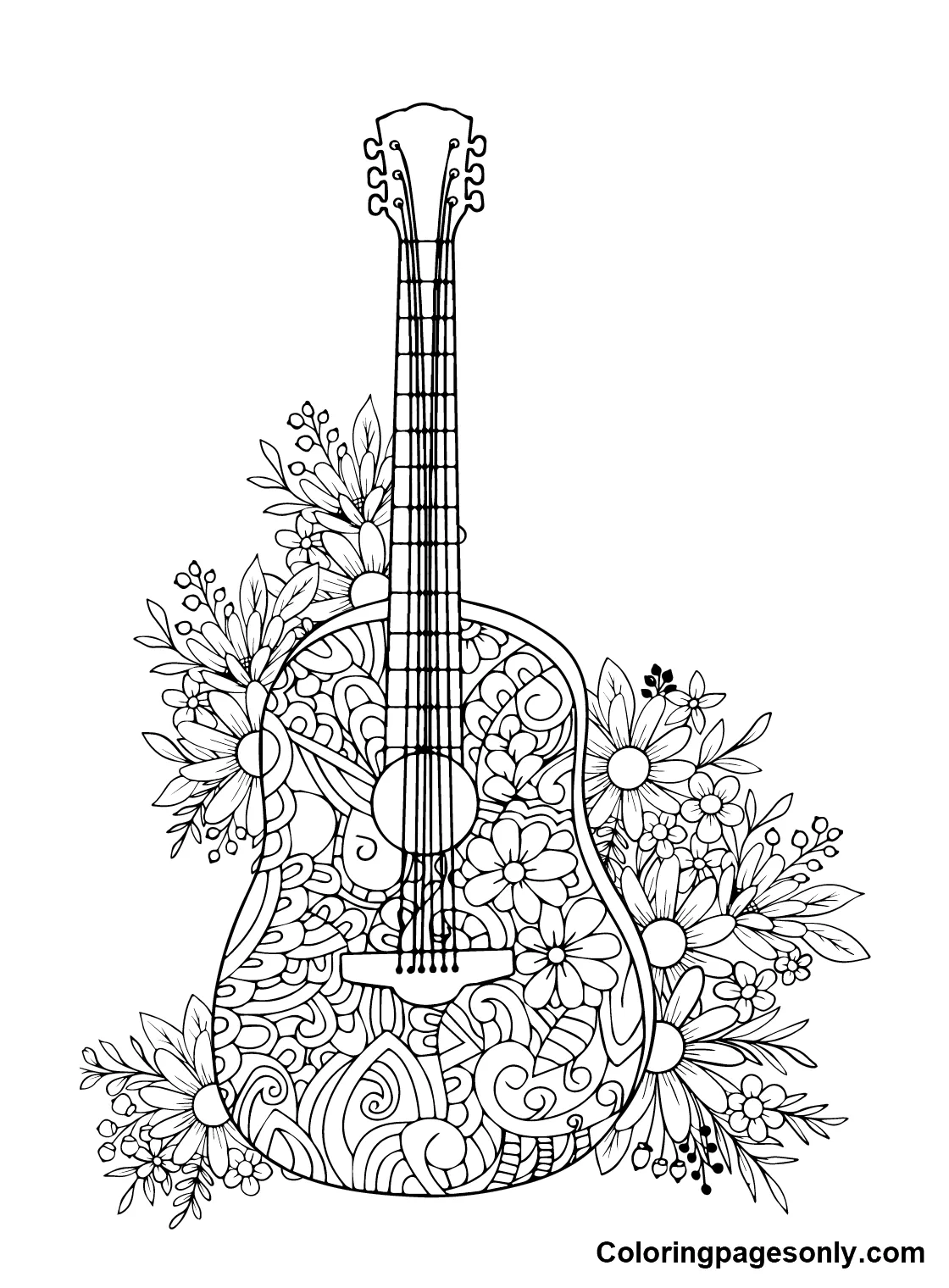Guitar coloring pages coloring pages for kids and adults