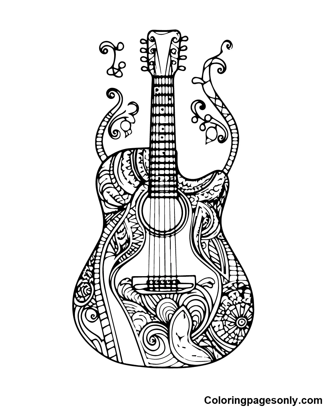 Guitar coloring pages coloring pages for kids and adults