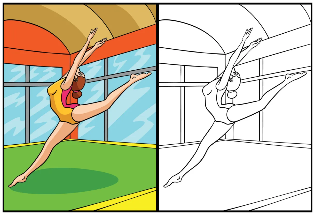 Gymnastics coloring page colored illustration 12626266 vector art at