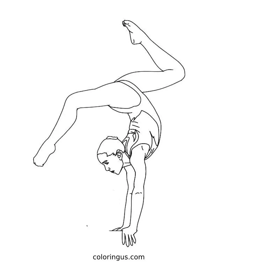 Gymnastics sports art coloring page free printable pdf