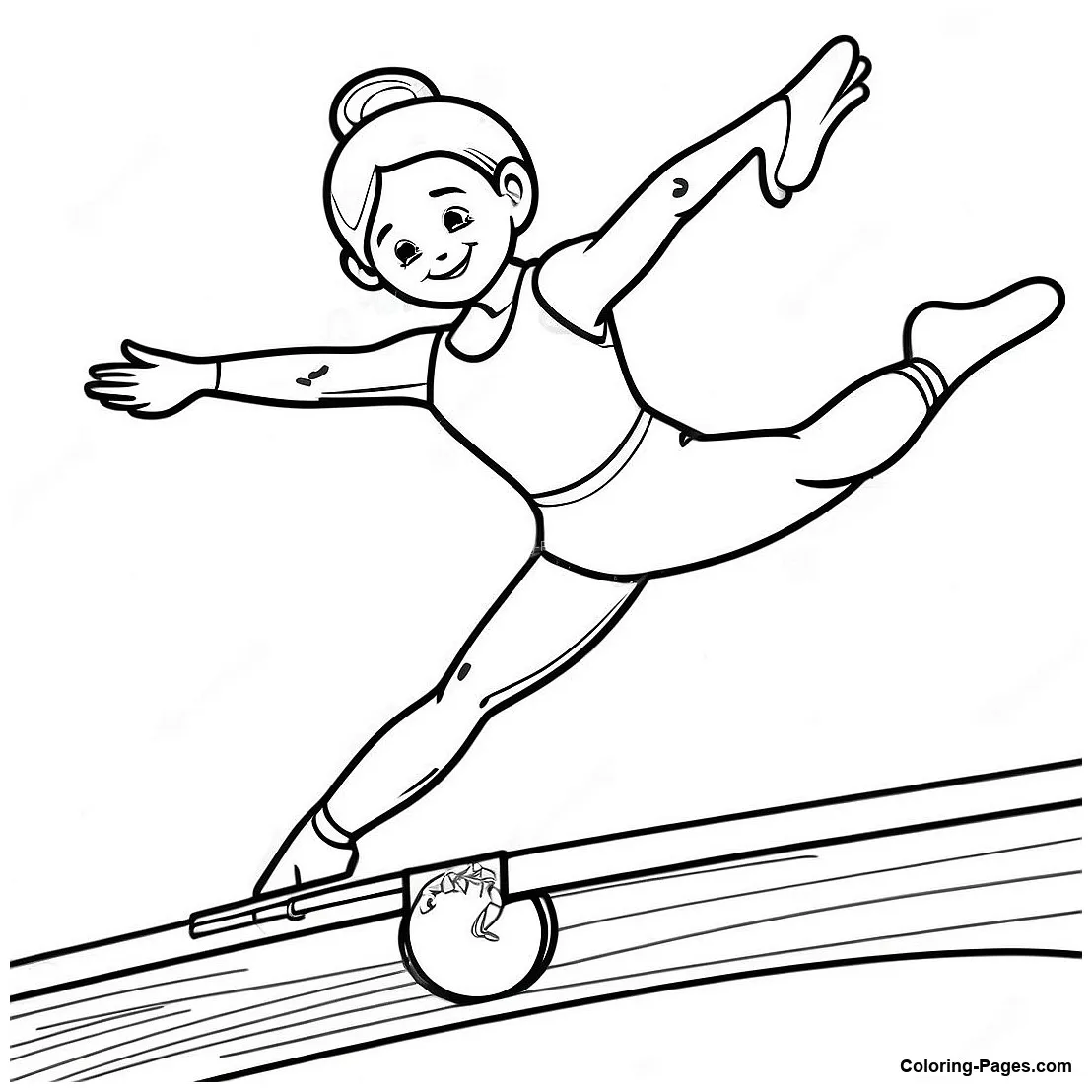 Gymnast On Balance Beam Coloring Page | Coloring-Pages.com