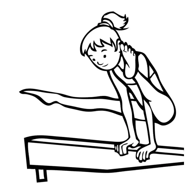 Gymnastics Balance Beam Coloring Pages Lineart - Free Printable