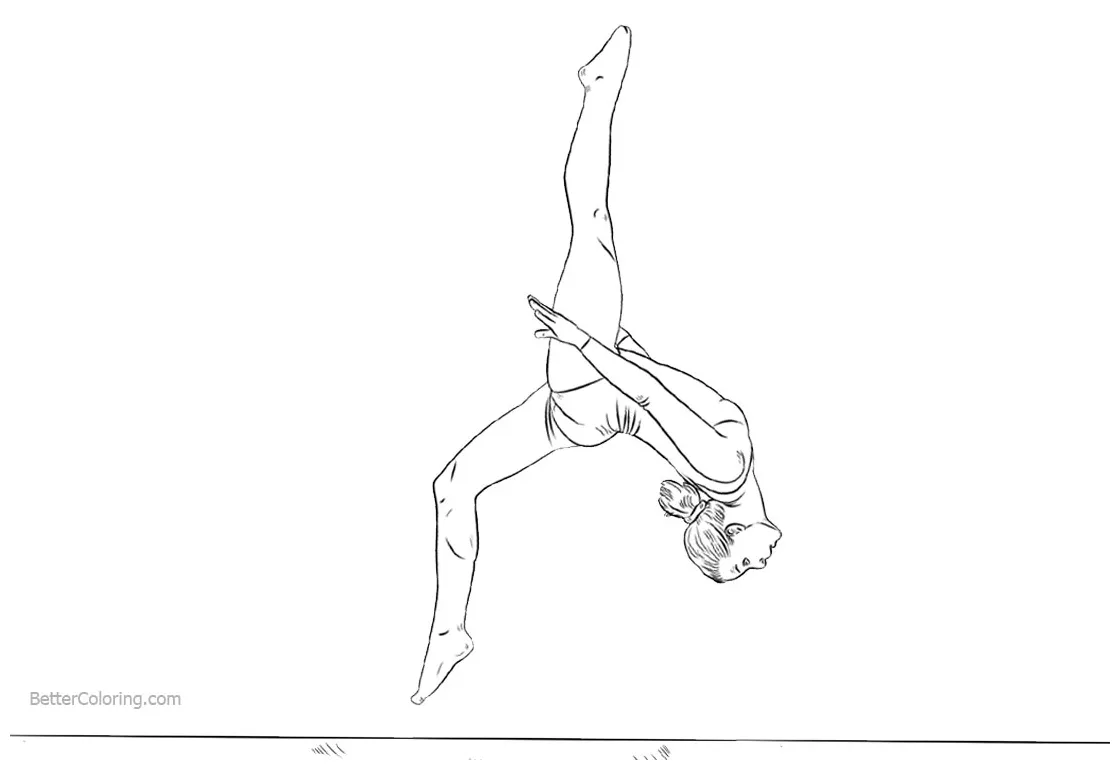 Gymnastics Coloring Pages Girl on The Balance Beam - Free Printable